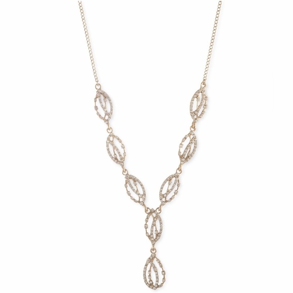 Givenchy Crystal Open Y Necklace Gold - Picture 1 of 6
